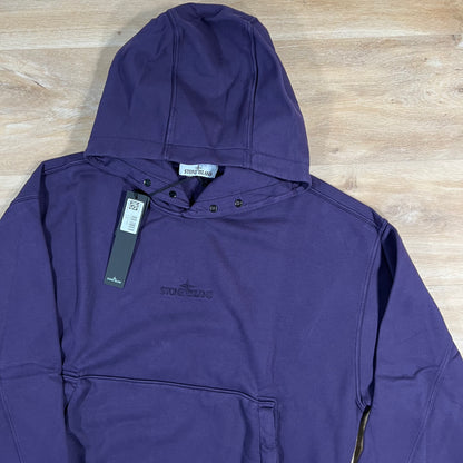 Stone Island Embroidered Logo Oversize Hoodie in Purple
