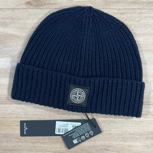 Stone Island Patch Beanie in Navy