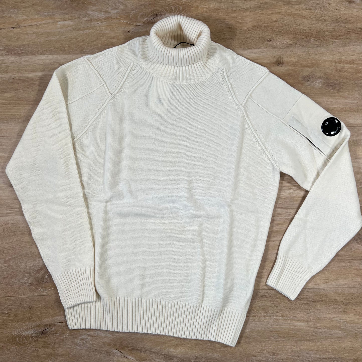 C.P. Company Lambswool Roll-Neck Jumper in White