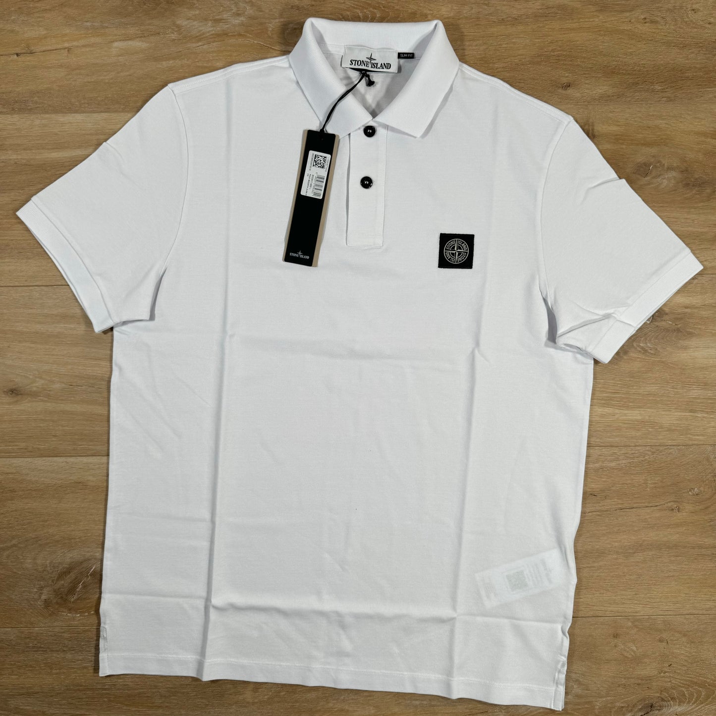 STONE 【送料込】 LOGO PATCH POLO T-SHIRT Stone Island Patch Logo Polo Shirt in White – Label Menswear