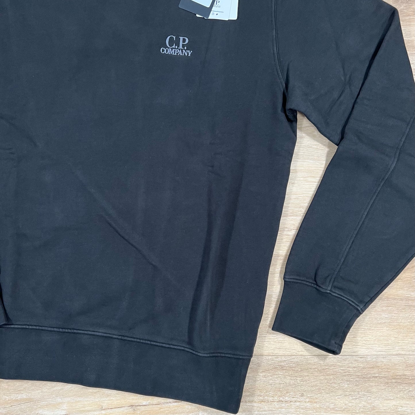 C.P. Company Brushed & Emerized Logo Sweatshirt in Black