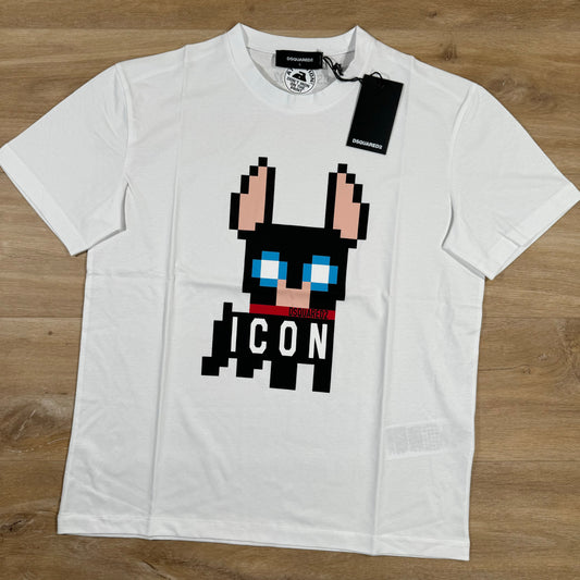 Dsquared2 Pixel Dog Icon T-Shirt in White
