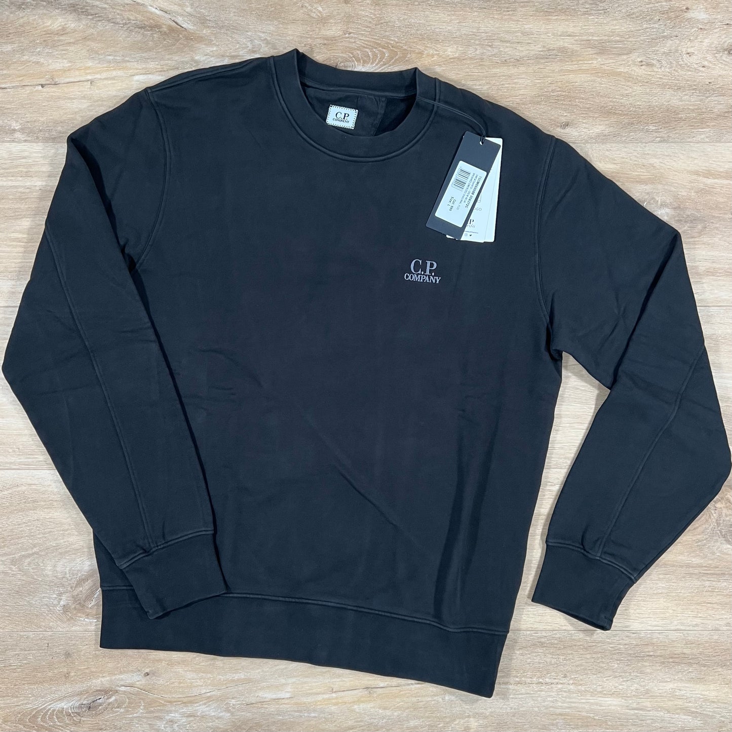 C.P. Company Brushed & Emerized Logo Sweatshirt in Black