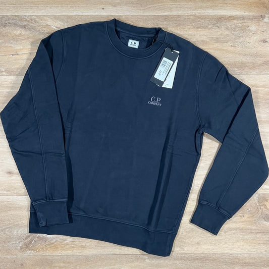 C.P. Company Brushed & Emerized Logo Sweatshirt in Navy