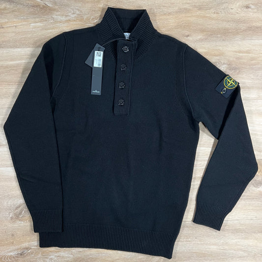 Stone Island Lambswool Quarter-Zip Knit in Black