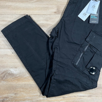 C.P. Company Stretch Sateen Zip Cargo Pants in Black