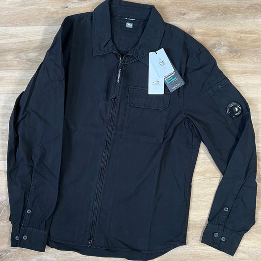 C.P. Company Organic Gabardine Lens Overshirt in Black