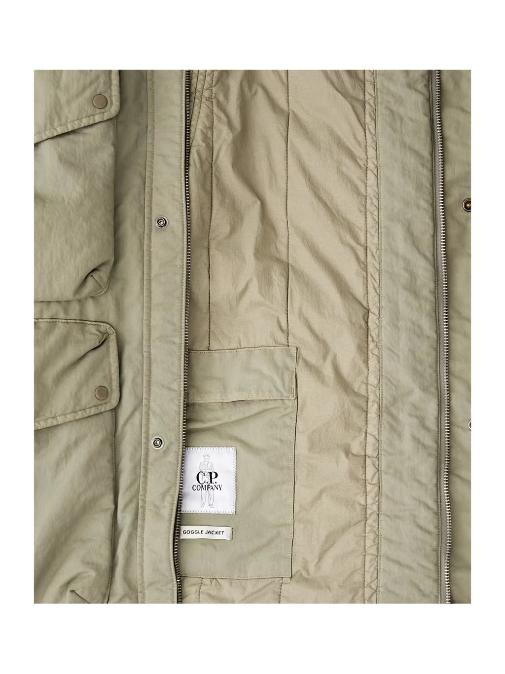 C.P. Company T-Flatt Padded Goggle Jacket in Fallen Rock - Beige