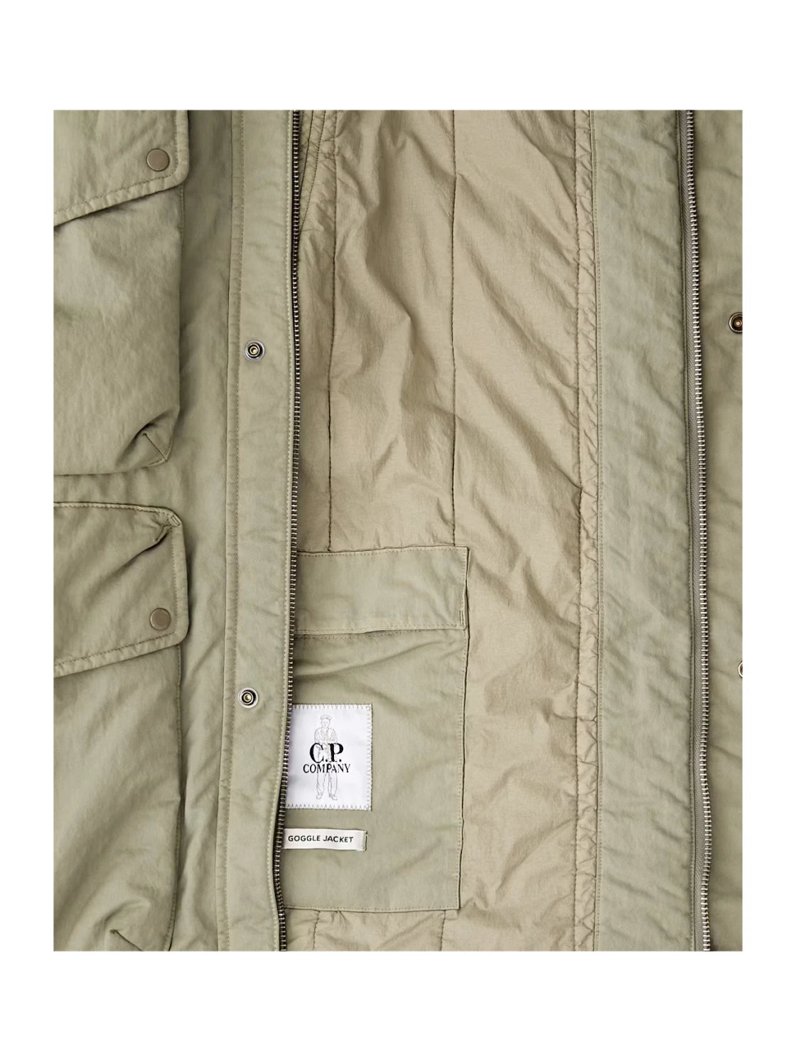 C.P. Company T-Flatt Padded Goggle Jacket in Fallen Rock - Beige