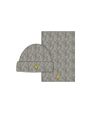 Lyle & Scott Donegal Scarf and Beanie Gift Set in Light Grey Marl