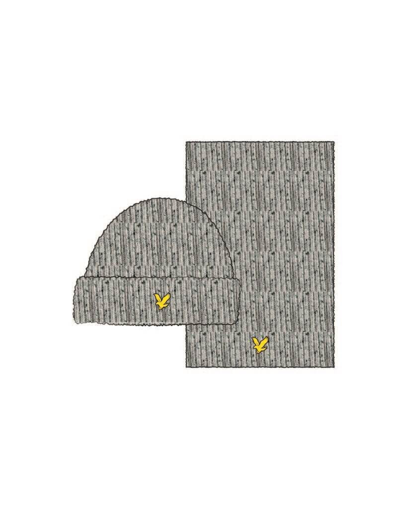 Lyle & Scott Donegal Scarf and Beanie Gift Set in Light Grey Marl