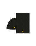 Lyle & Scott Donegal Scarf and Beanie Gift Set in Jet Black