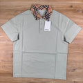 Burberry Cody Check Collar Polo Shirt in Seafoam Green