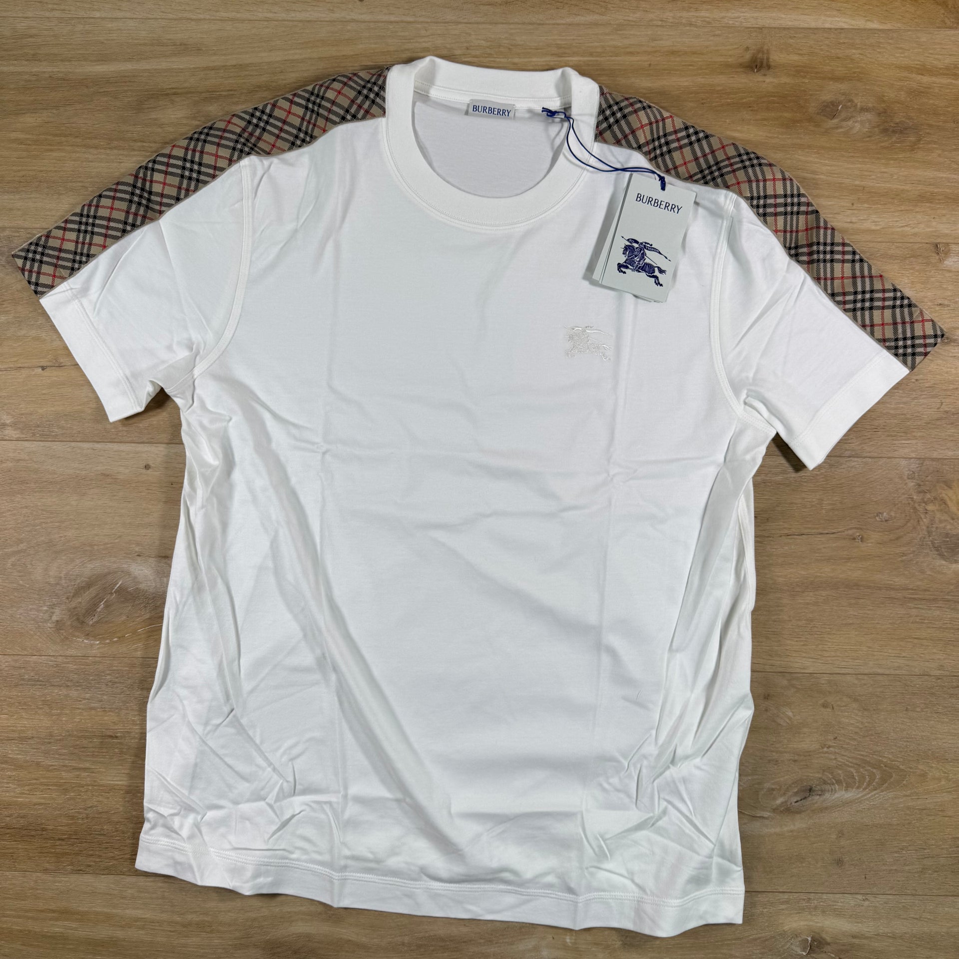 Burberry Check Trim T-Shirt in Chalk White – Label Menswear