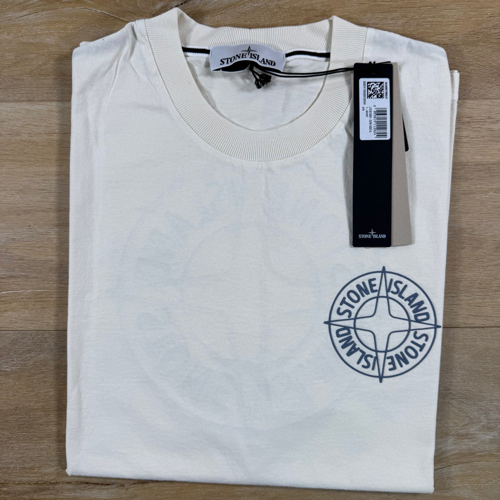 Stone Island Outline Compass Print T-Shirt in Ivory