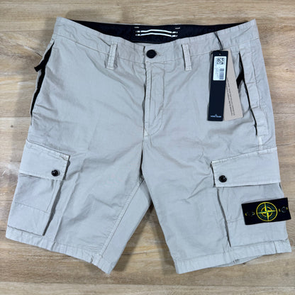 Stone Island Stretch Twill Cargo Bermuda Shorts in Pearl Grey
