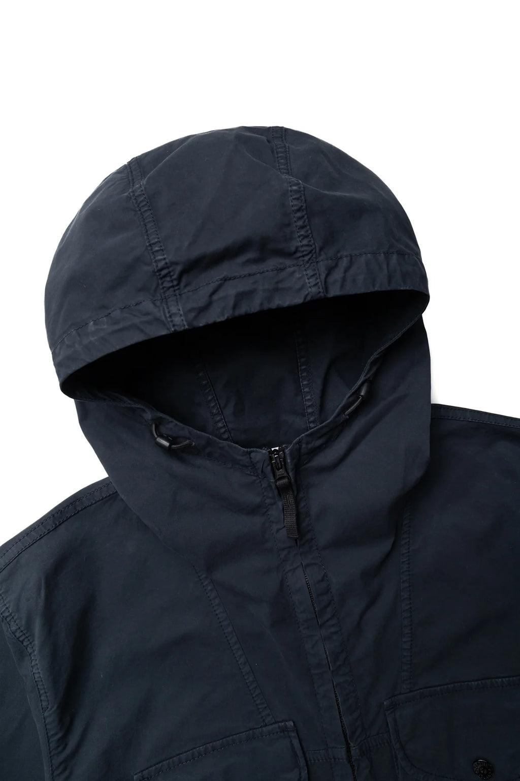 Stone Island Stretch Organic Cotton Twill Hooded Overshirt in Navy