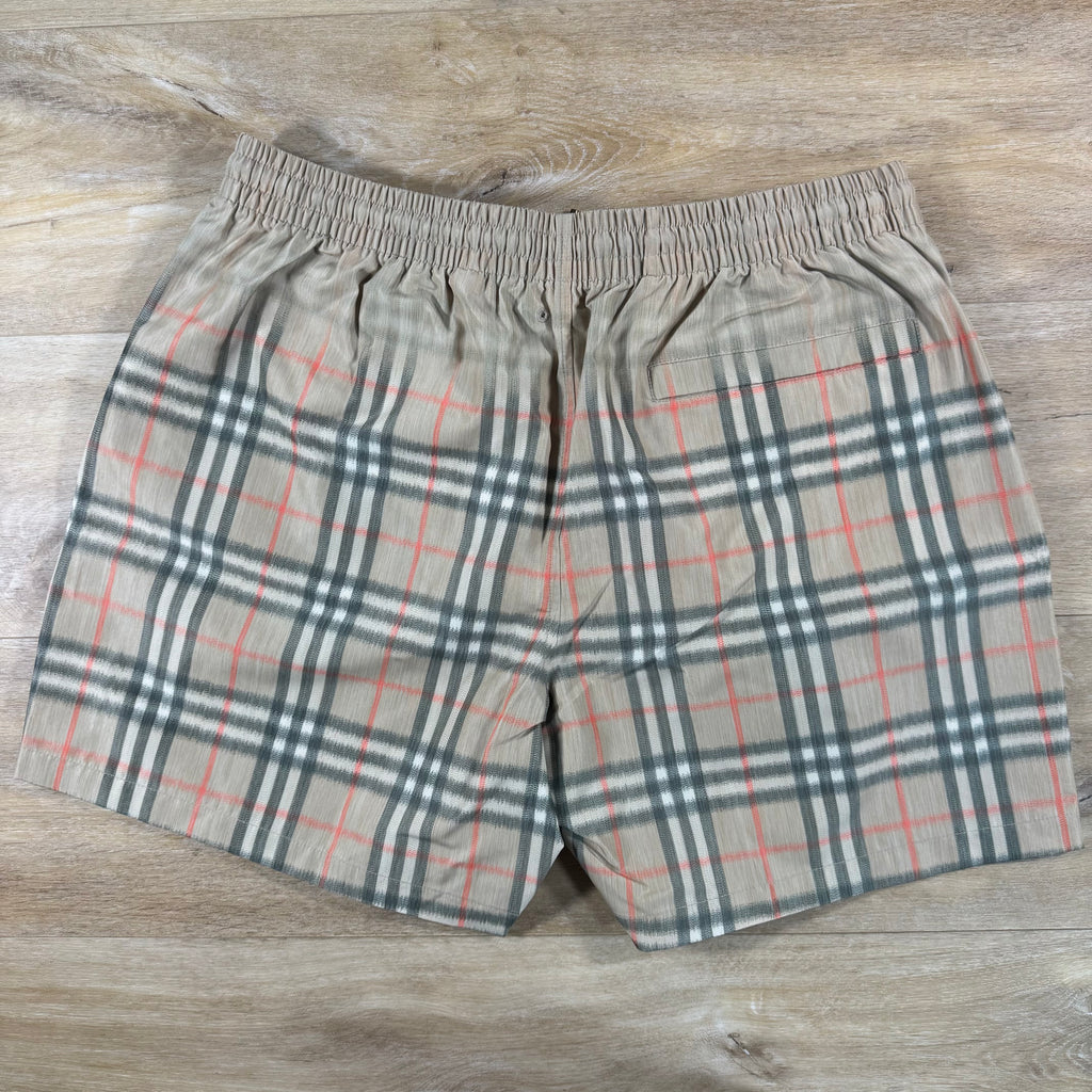 Burberry Gradient Check Swim Shorts in Sand Beige