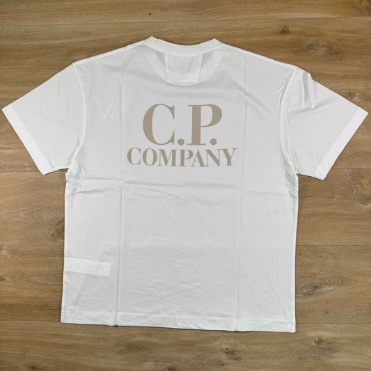 C.P. Company 30/1 Jersey Logo T-Shirt in Gauze White