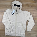 C.P. Company Diagonal Raised Fleece Goggle Hoodie in Frozen Dew
