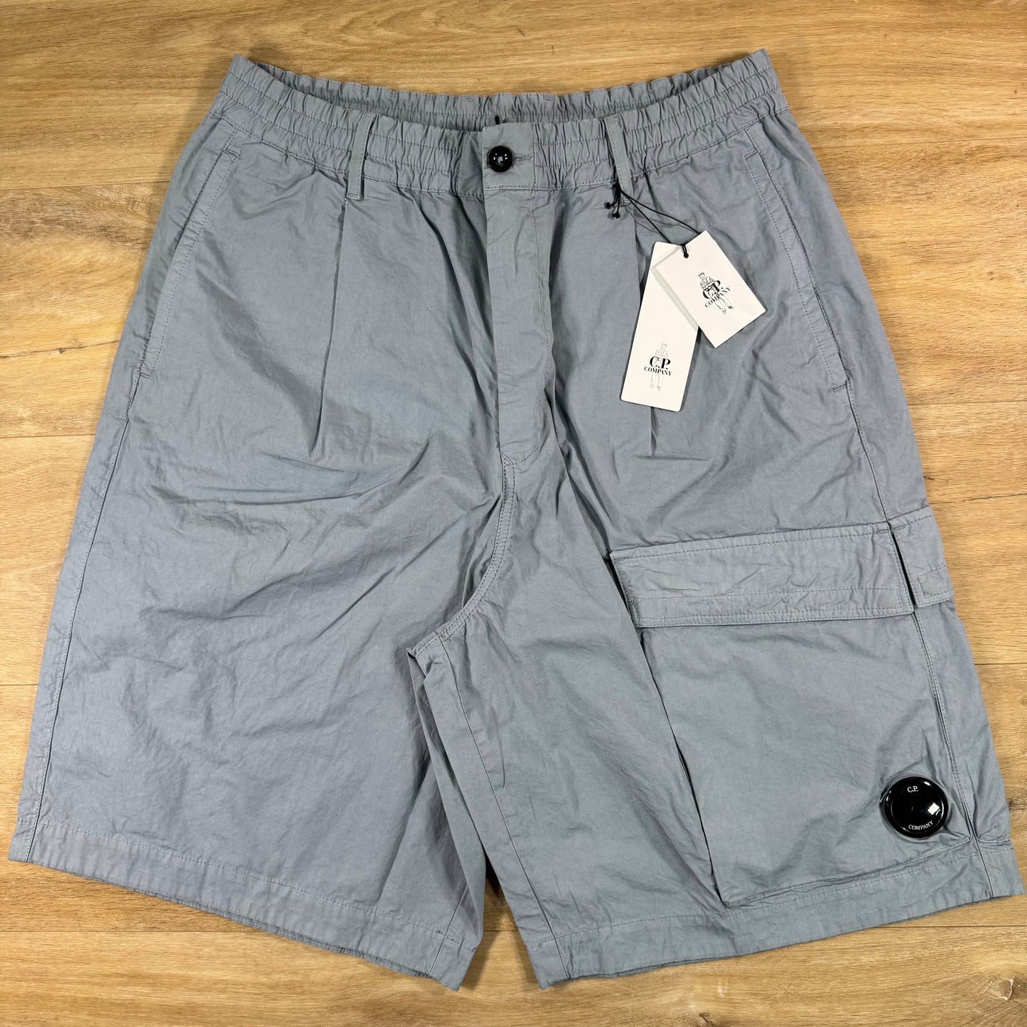 C.P. Company Micro-Reps Lens Boxy Shorts in Silver Blue