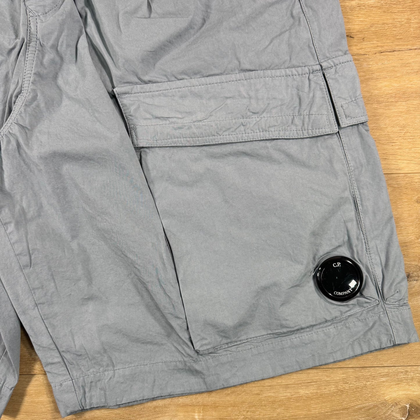 C.P. Company Micro-Reps Lens Boxy Shorts in Silver Blue