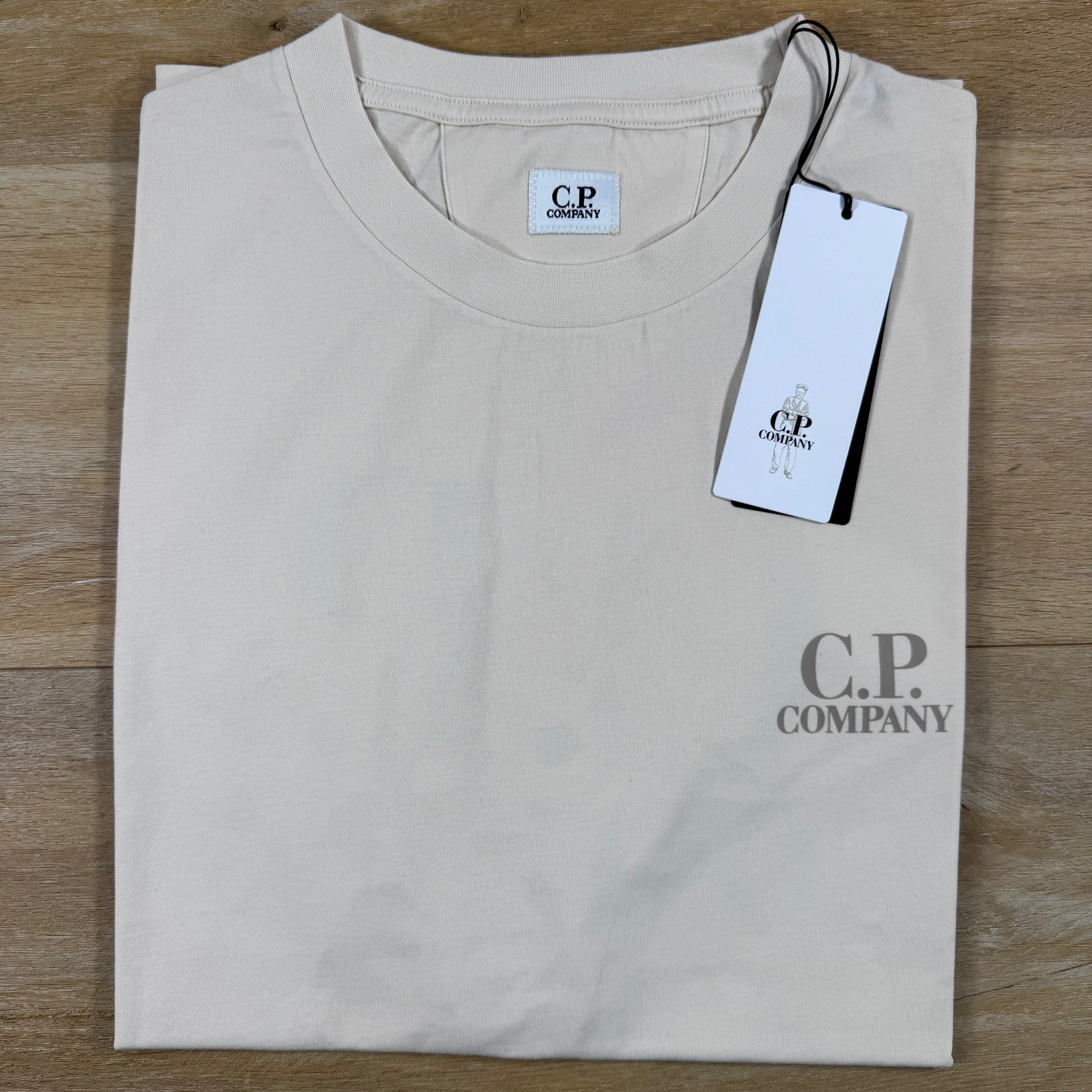 C.P. Company 30/1 Jersey Logo T-Shirt in Frozen Dew