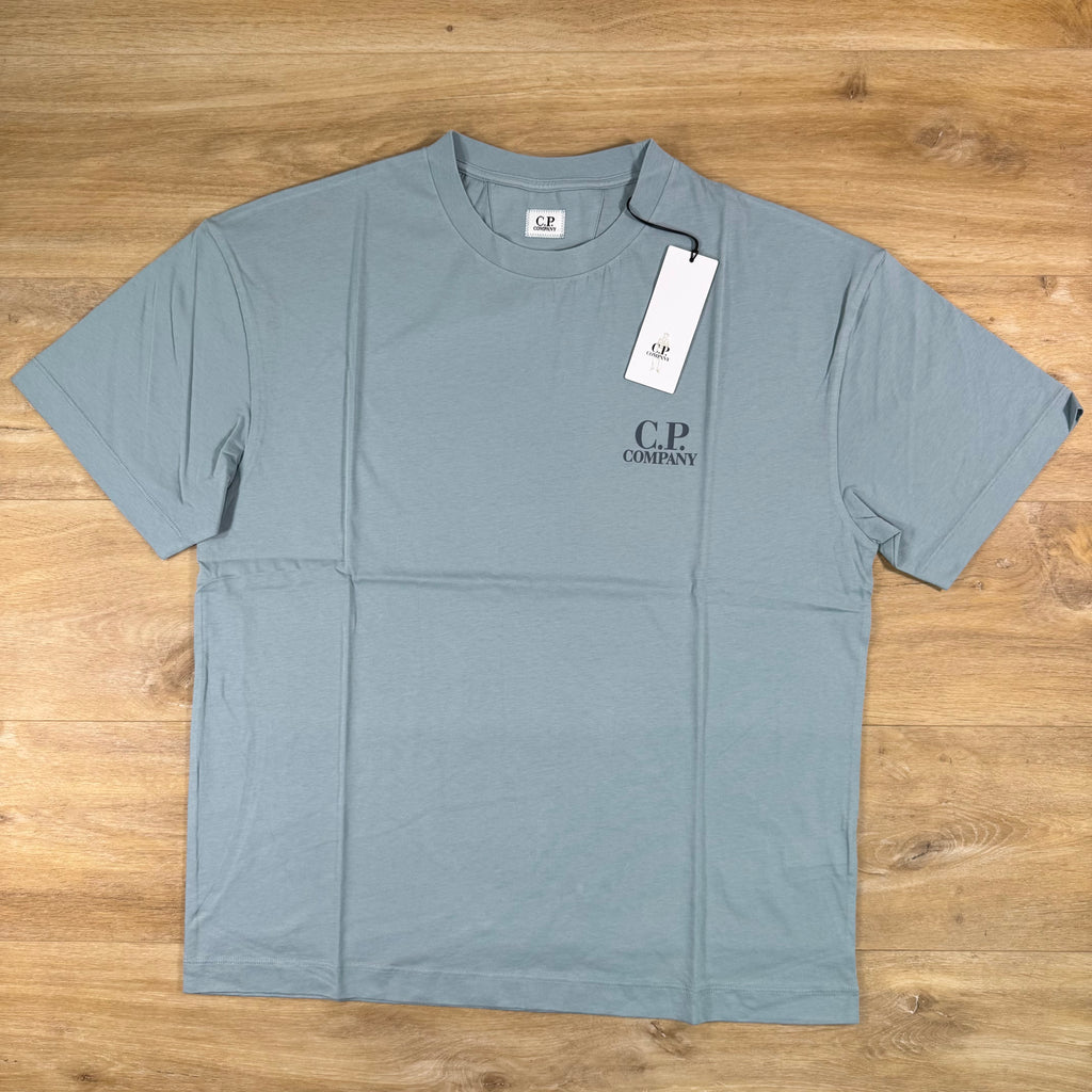C.P. Company 30/1 Jersey Logo T-Shirt in Silver Blue
