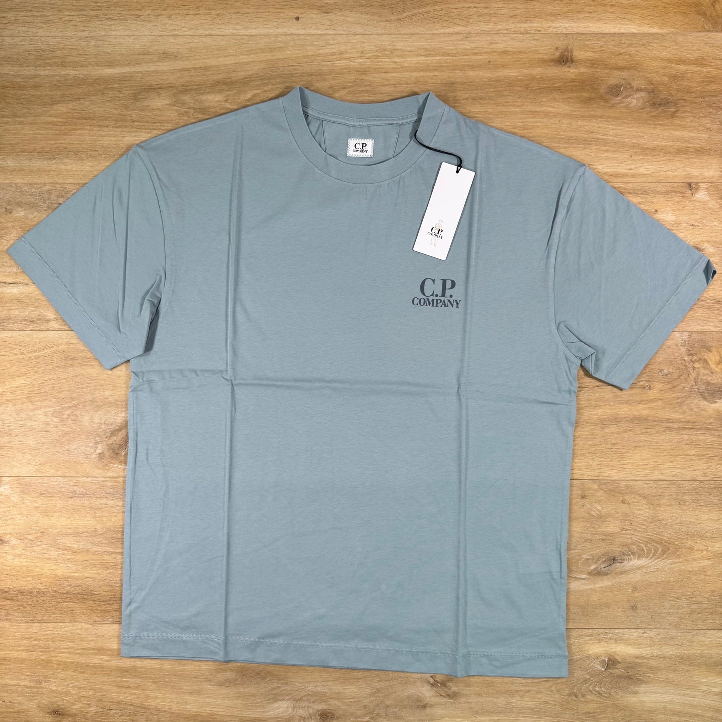 C.P. Company 30/1 Jersey Logo T-Shirt in Silver Blue