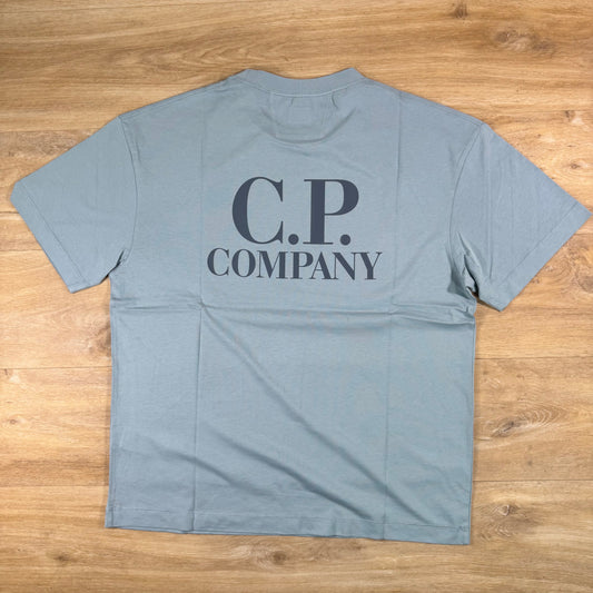 C.P. Company 30/1 Jersey Logo T-Shirt in Silver Blue