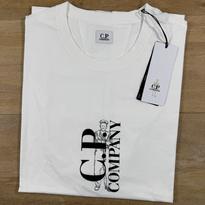 C.P. Company 30/1 Jersey T-Shirt in Gauze White