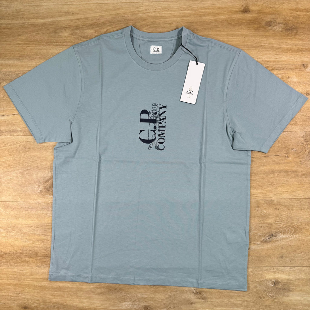 C.P. Company 30/1 Jersey T-Shirt in Silver Blue