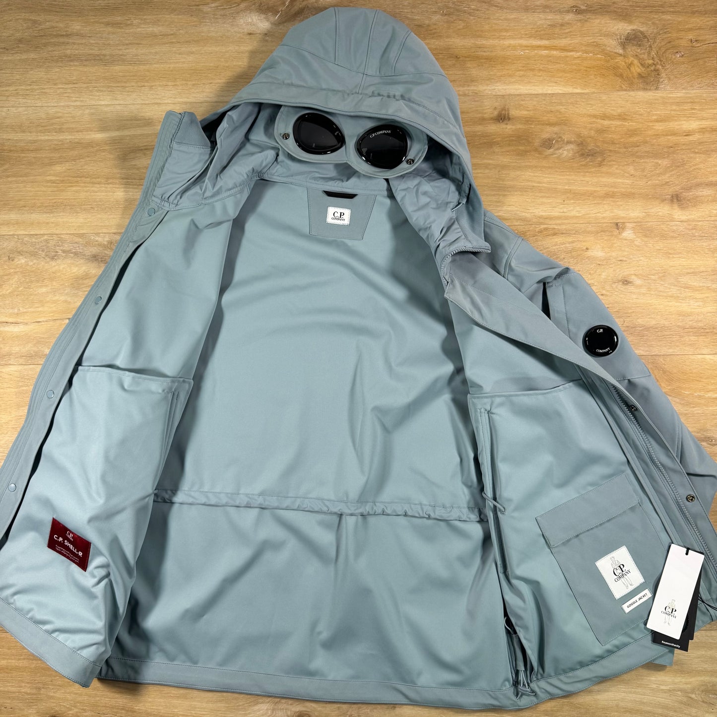 C.P. Company Shell-R Goggle Lens Jacket in Silver Blue