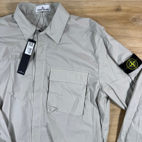 Stone Island Stretch Cotton Tela 'Paracadute' Overshirt in Pearl Grey