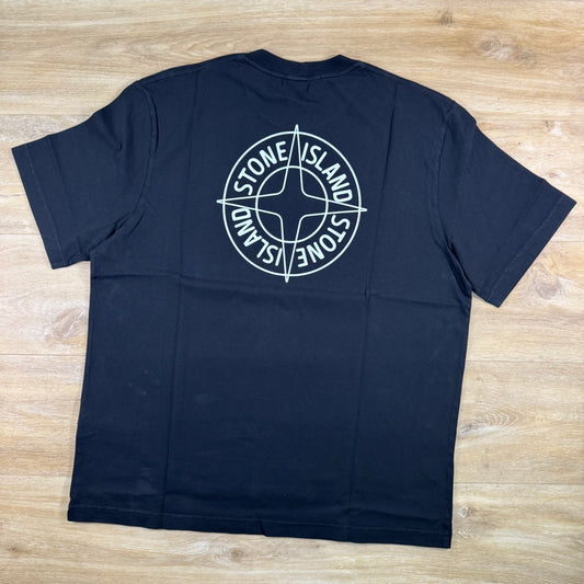 Stone Island Outline Compass Print T-Shirt in Black