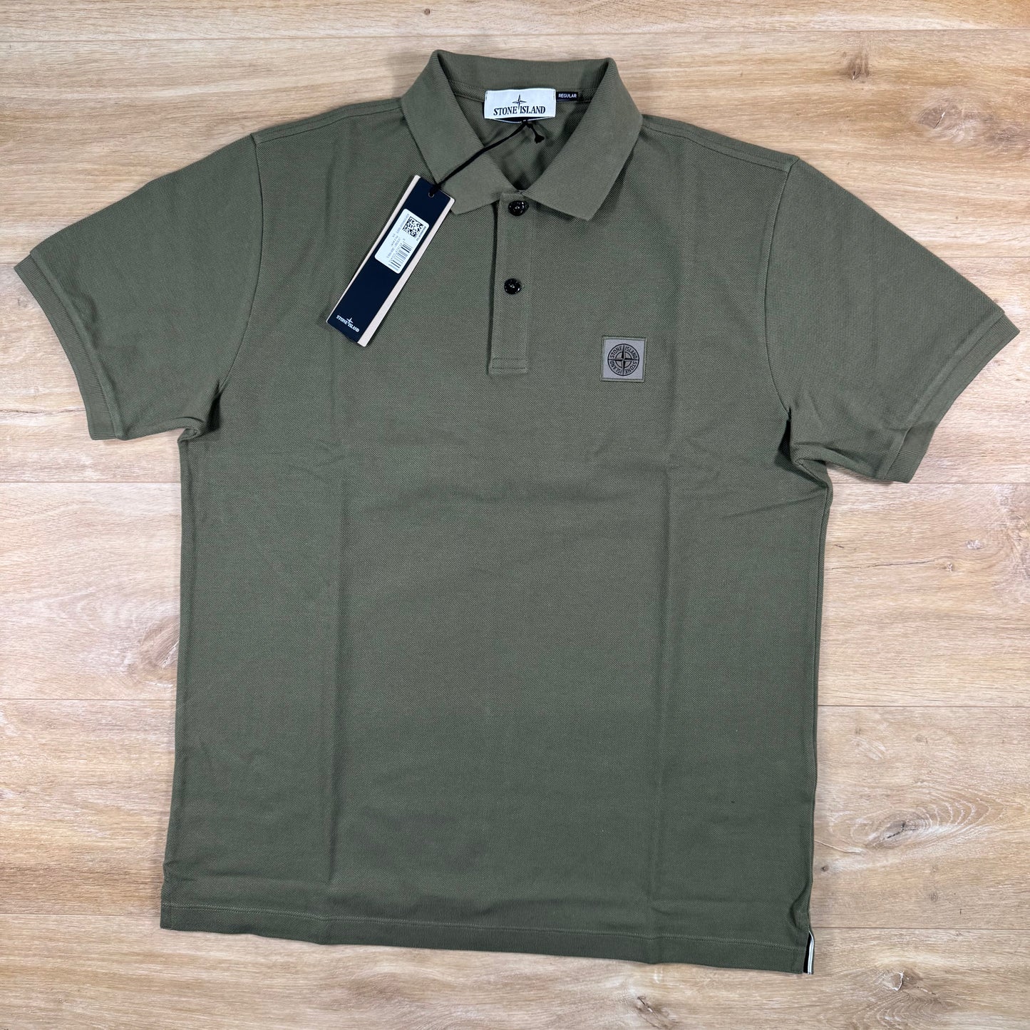 Stone Island Regular Fit Patch Logo Polo Shirt in Military Green