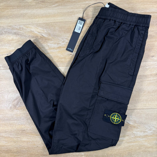 Stone Island Stretch Cotton Tela 'Paracadute' Cargo Pants in Black