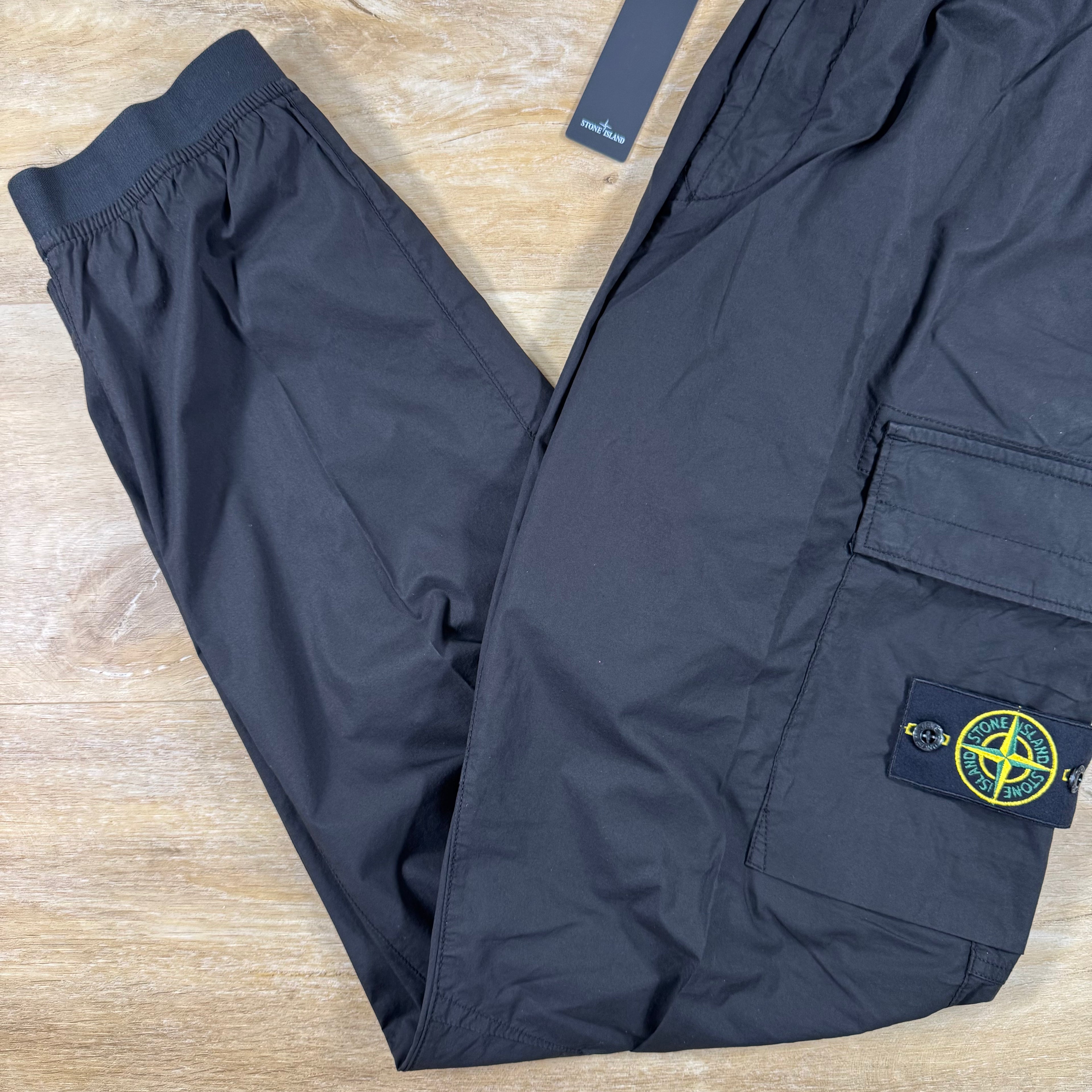 Stone Island Stretch Cotton Tela 'Paracadute' Cargo Pants in Black
