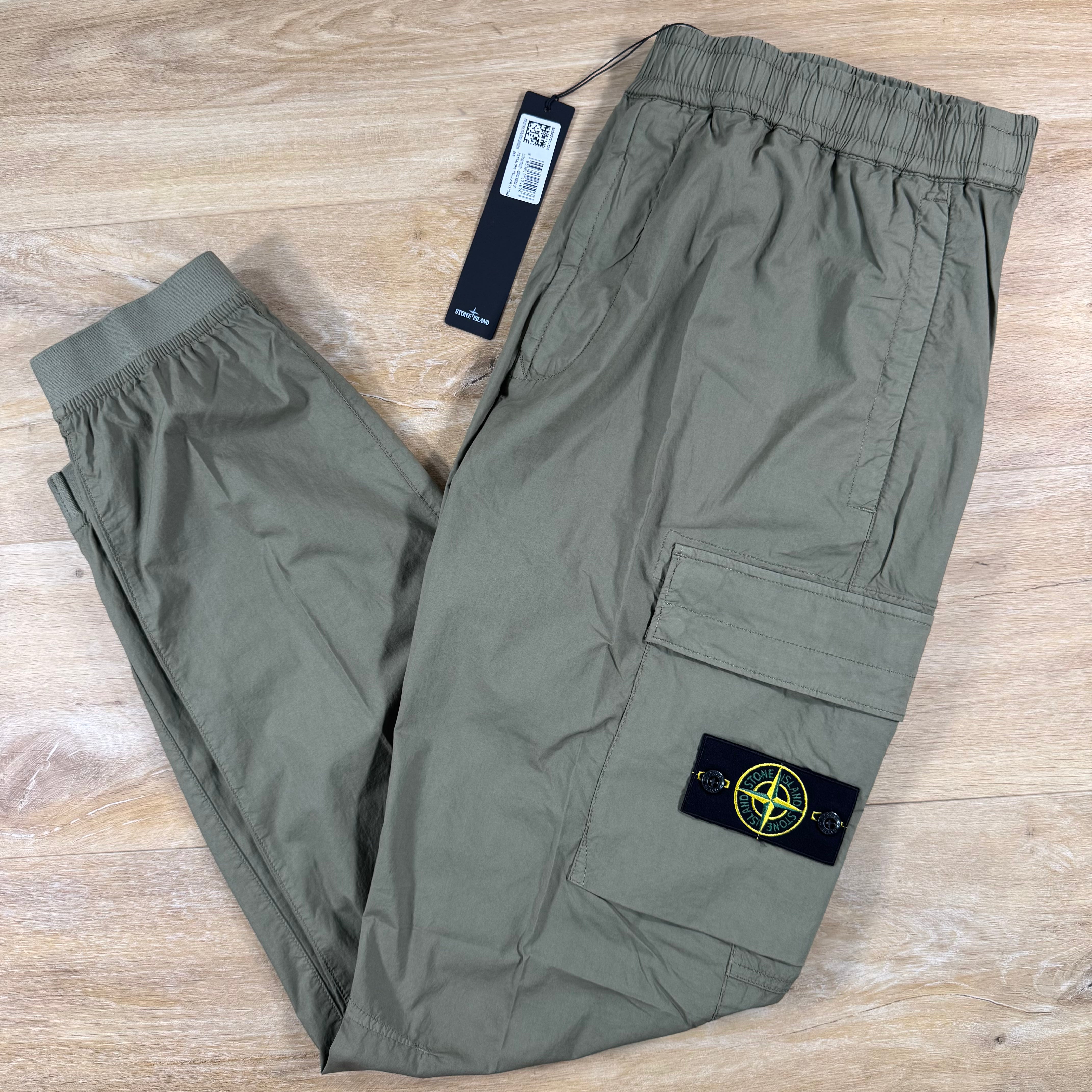 Stone Island Stretch Cotton Tela 'Paracadute' Cargo Pants in Military Green