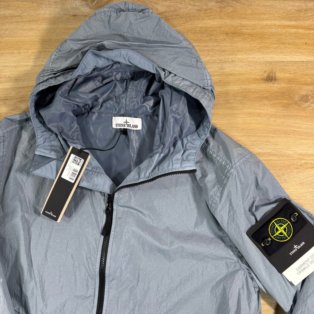 Stone Island Crinkle Reps NY Hooded Jacket in Avio Blue