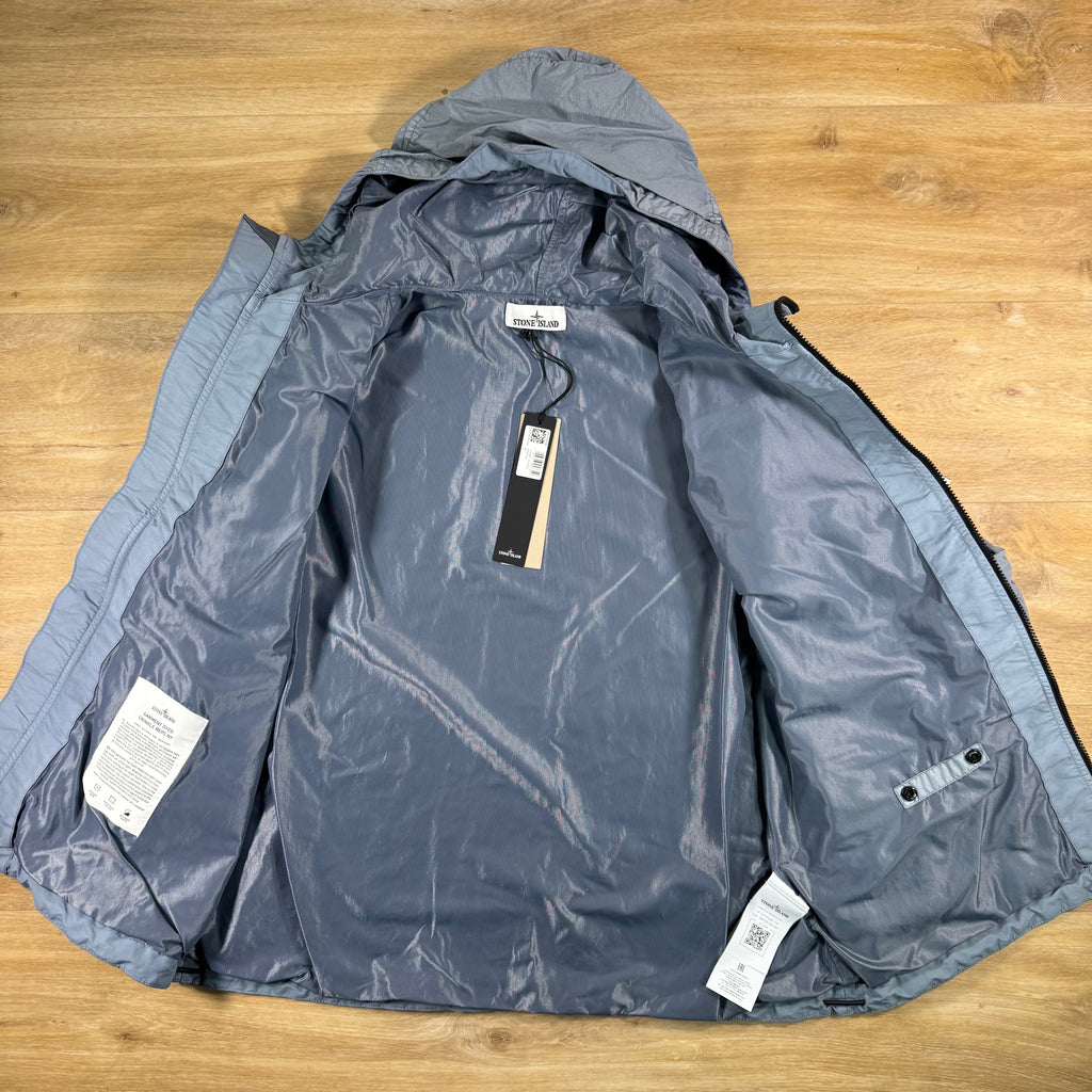 Stone Island Crinkle Reps NY Hooded Jacket in Avio Blue