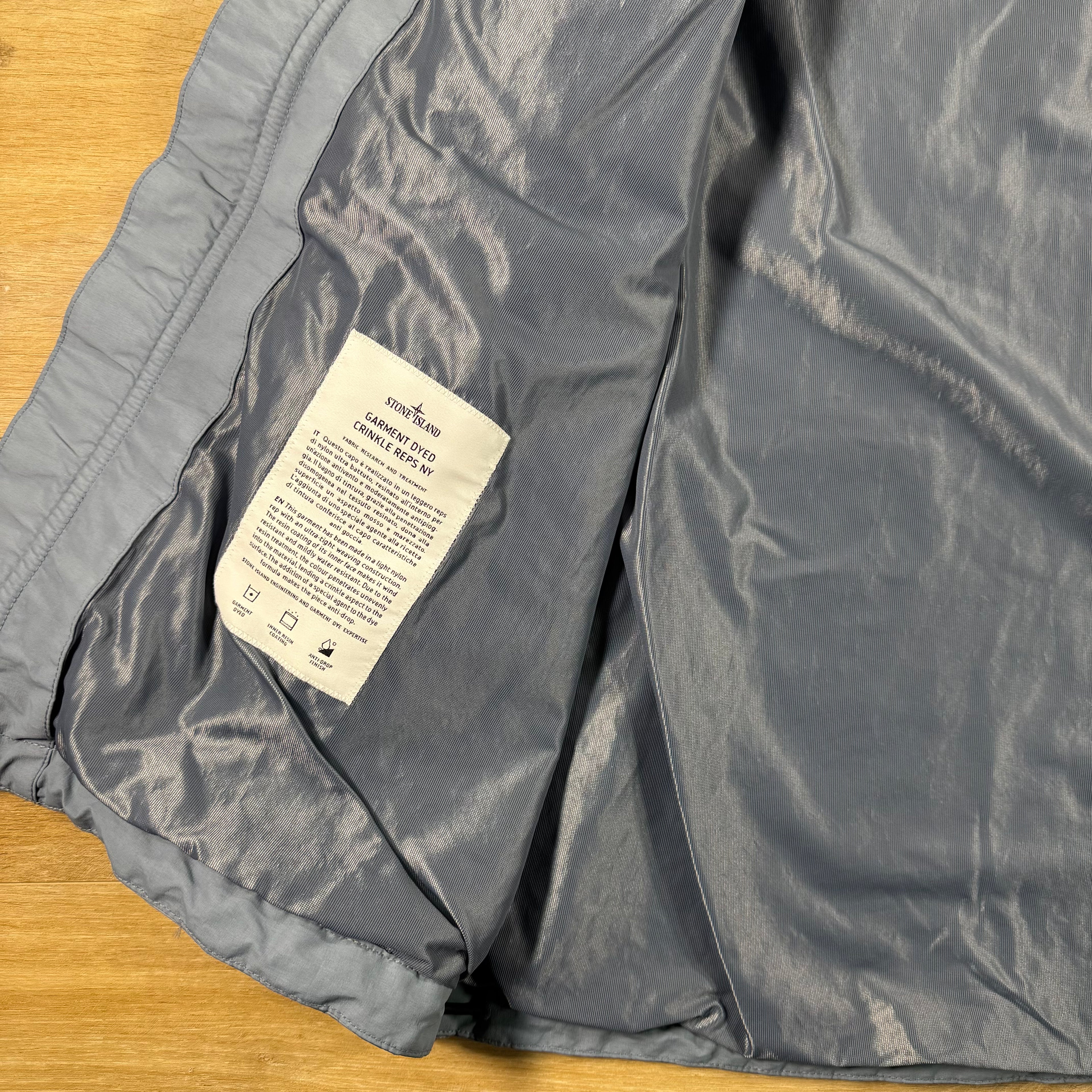 Stone Island Crinkle Reps NY Hooded Jacket in Avio Blue