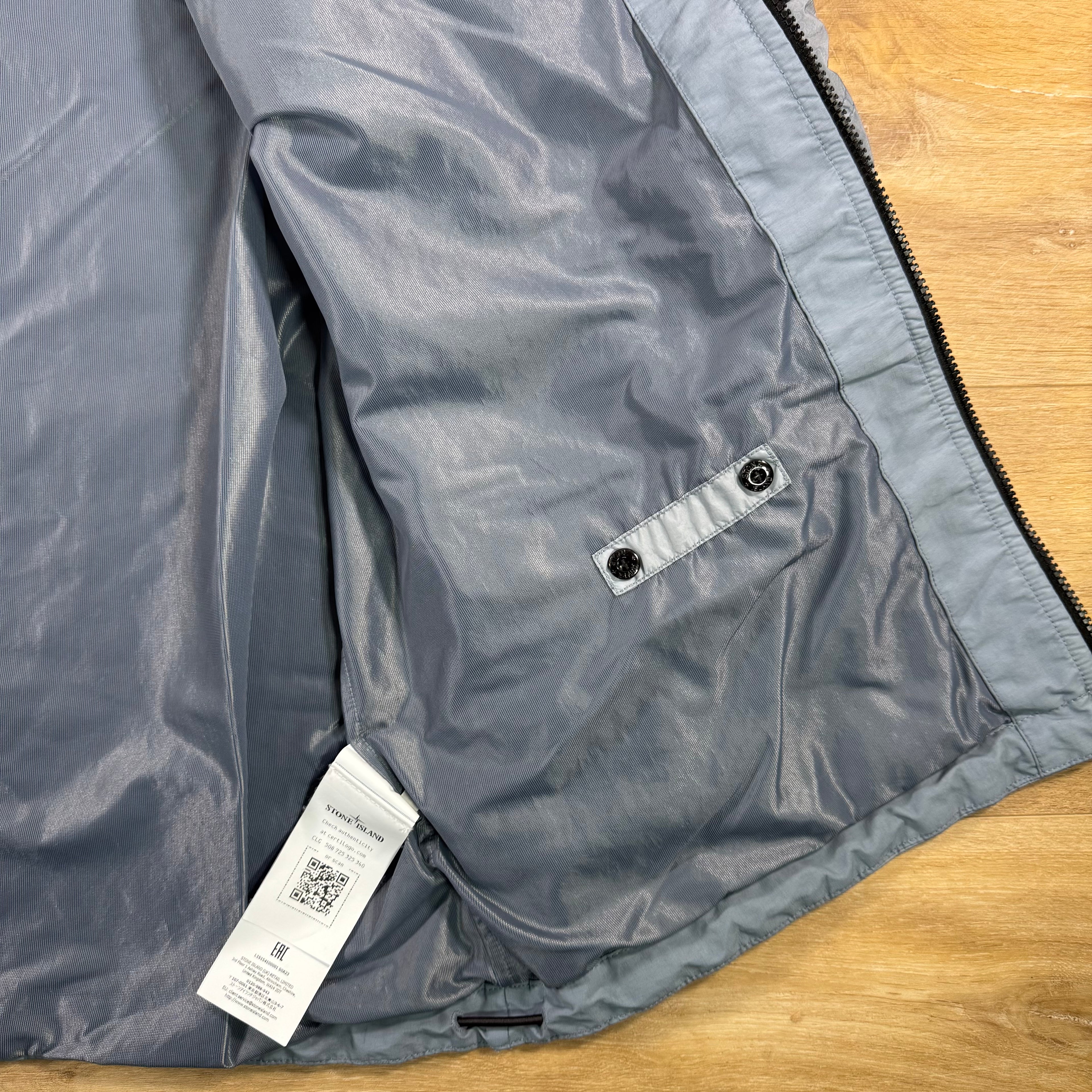 Stone Island Crinkle Reps NY Hooded Jacket in Avio Blue