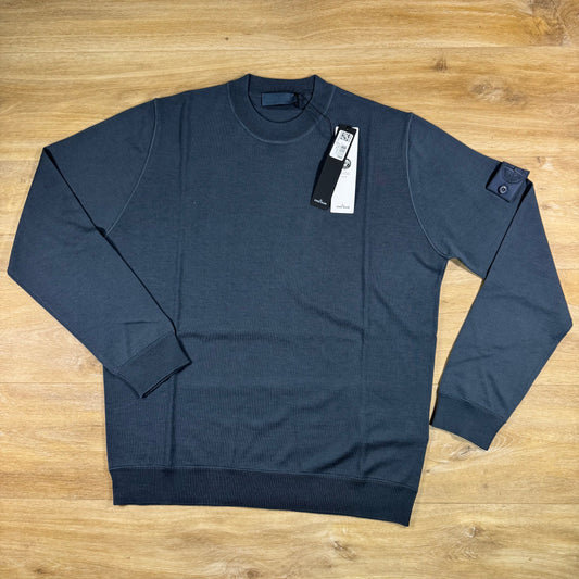 Stone Island Ghost Pure Light RWS Wool Crewneck Jumper in Slate Blue