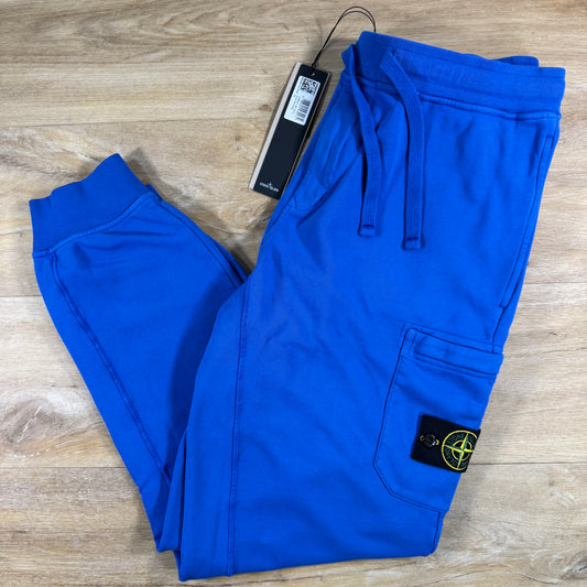Stone Island Slim Fit Fleece Sweatpants in Bright Blue