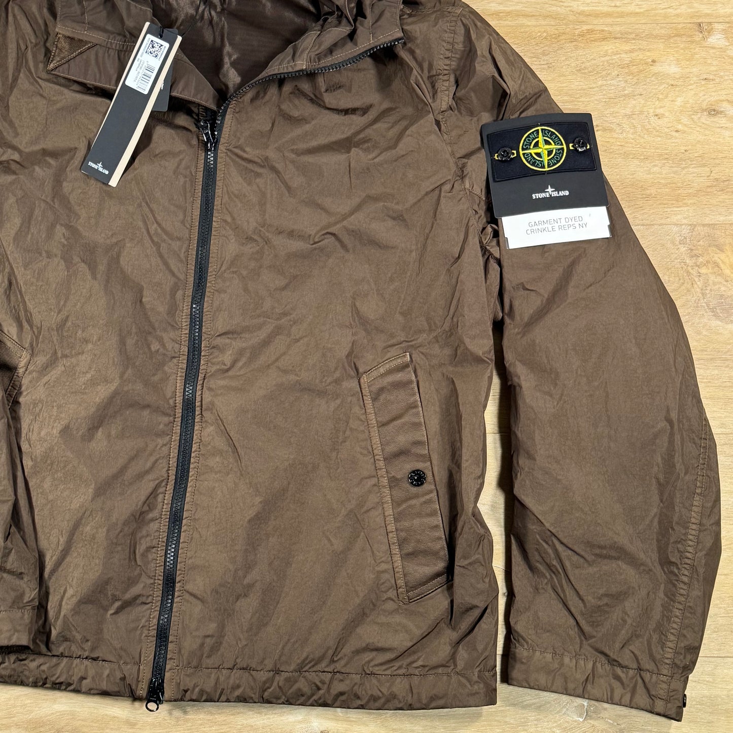 Stone Island Crinkle Reps NY Hooded Jacket in Umber - Brown