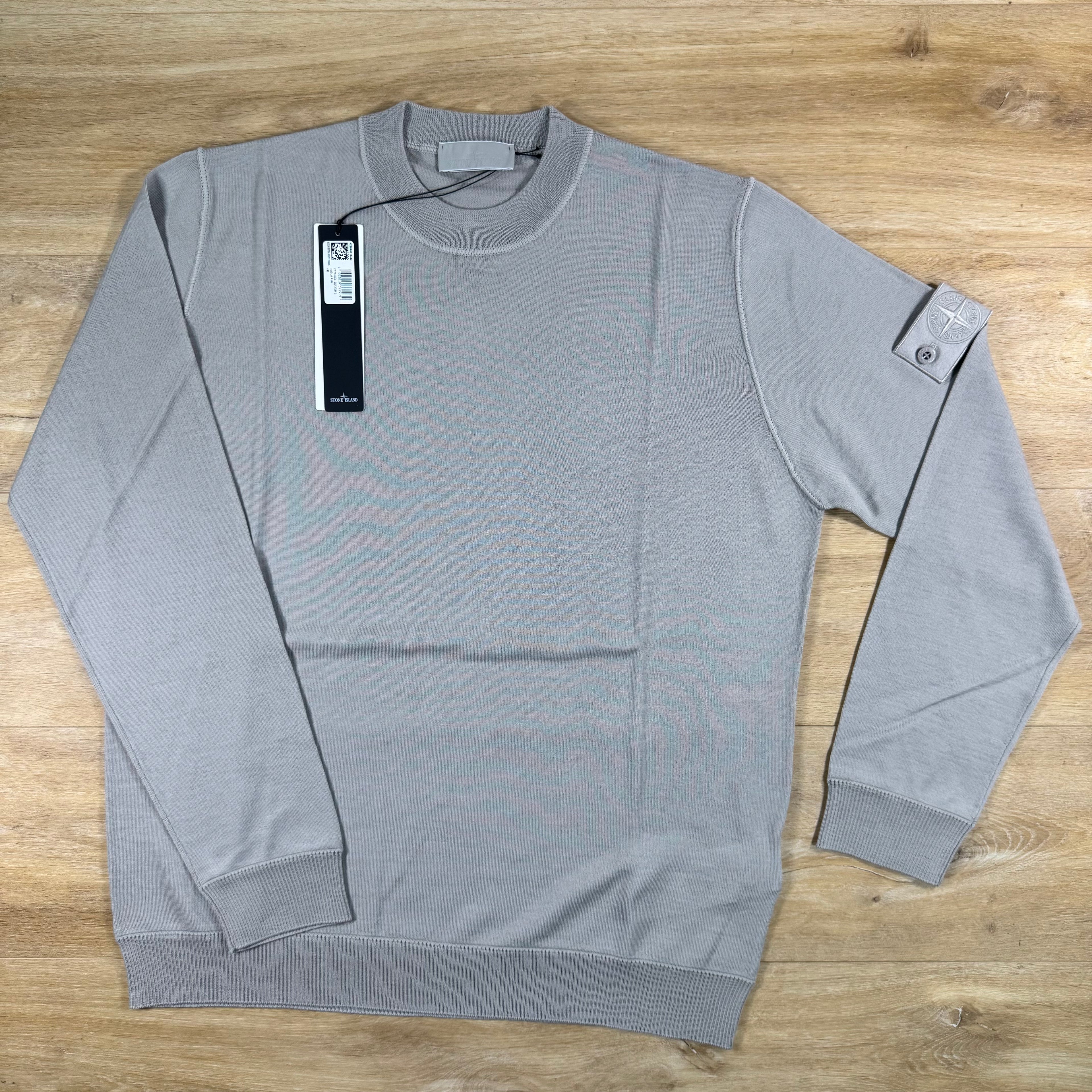 Stone Island Ghost Pure Light RWS Wool Crewneck Jumper in Dust Grey