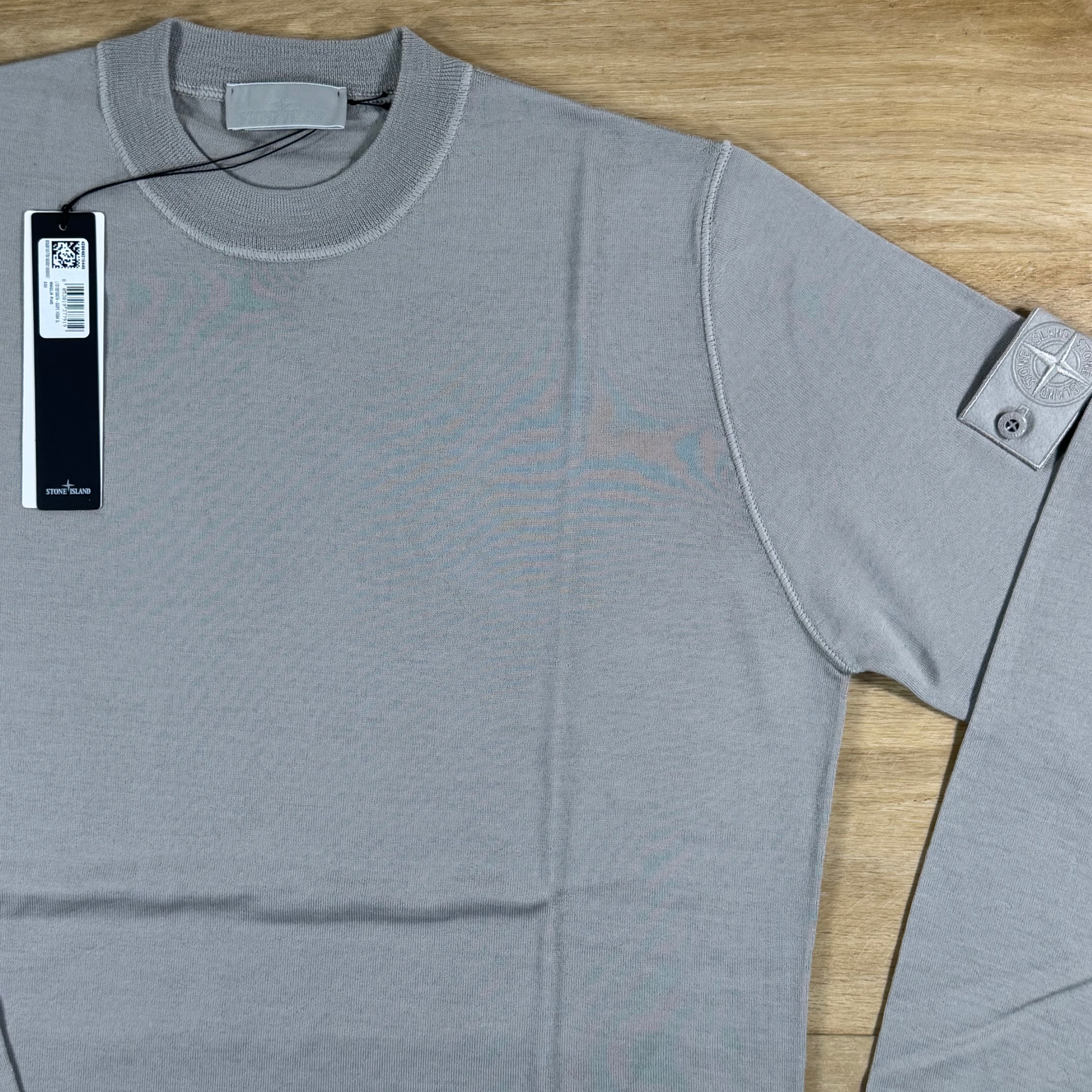 Stone Island Ghost Pure Light RWS Wool Crewneck Jumper in Dust Grey