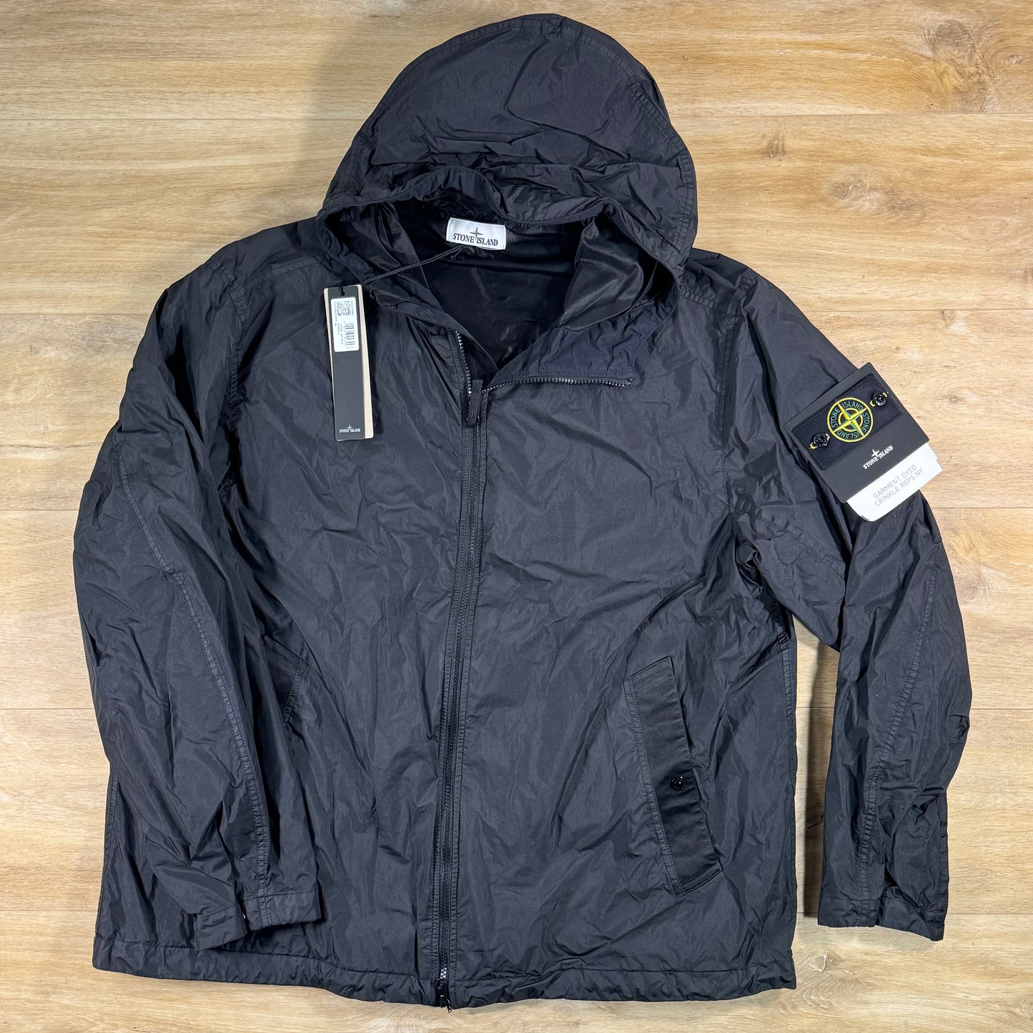 Stone Island Crinkle Reps NY Hooded Jacket in Black