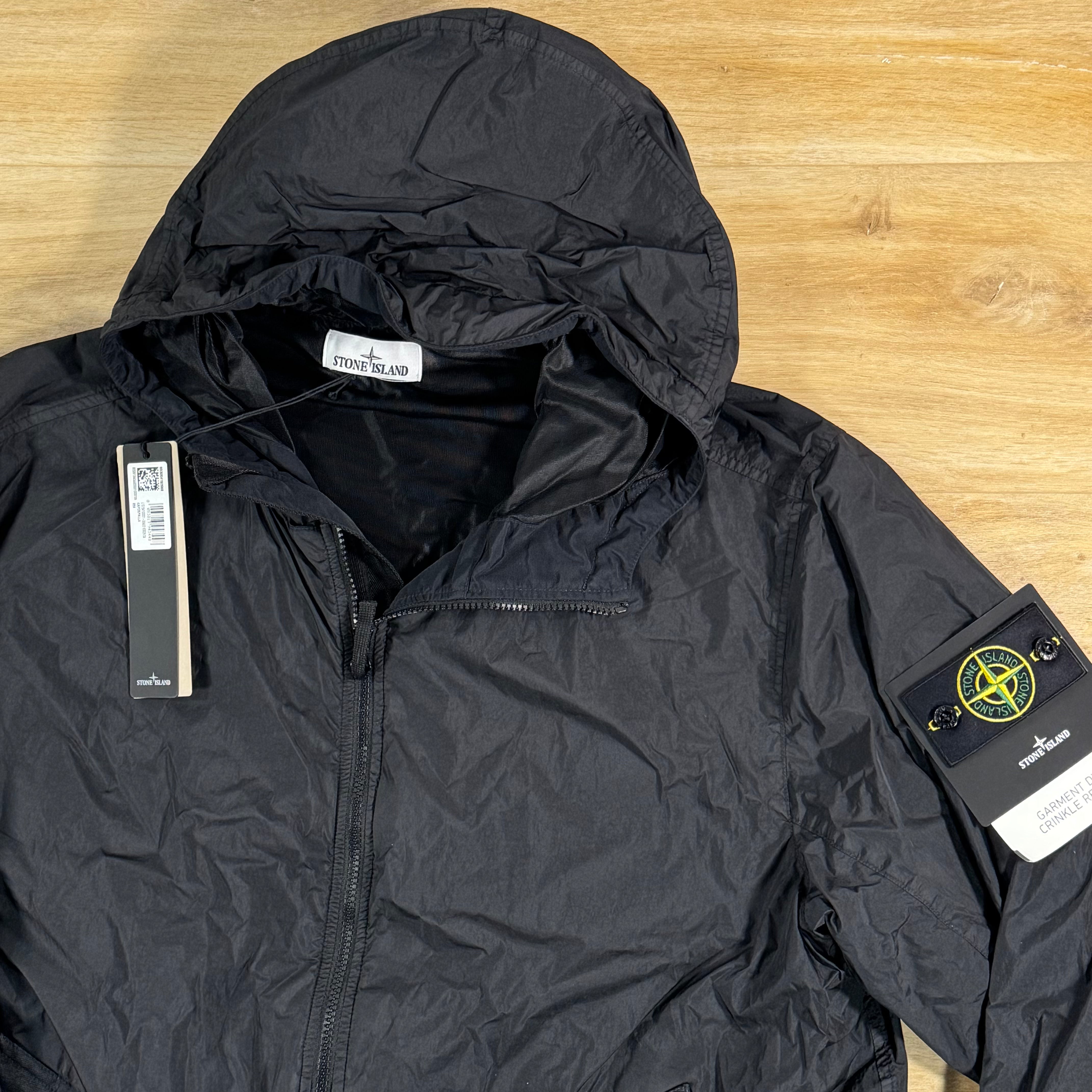 Stone Island Crinkle Reps NY Hooded Jacket in Black